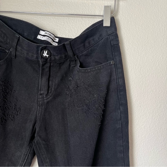 One Teaspoon Awesome Baggies Low Waist Black Distressed Jeans Size 26 - Picture 2 of 7